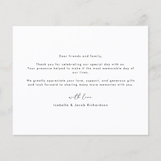 Moderne budget bruiloft foto dank u (Achterkant)