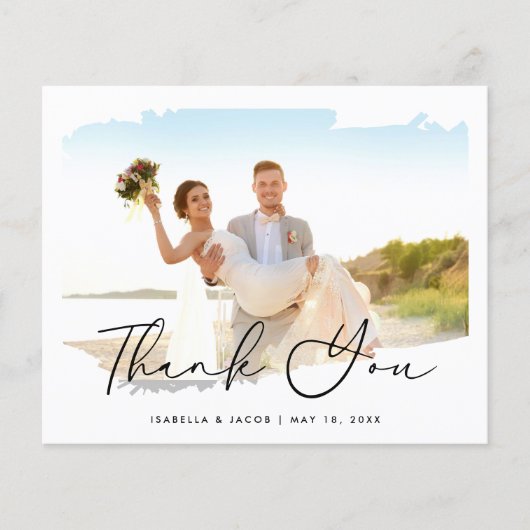 Moderne budget bruiloft foto dank u (Voorkant)