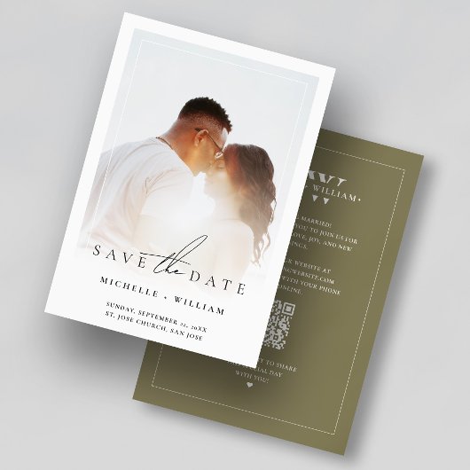 Moderne Budget Bruiloft Monogram Taupe Fotolijst Save The Date