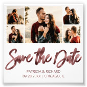 Moderne Budget Bruiloft Save The Date Foto Collage Afdruk (Voorkant)