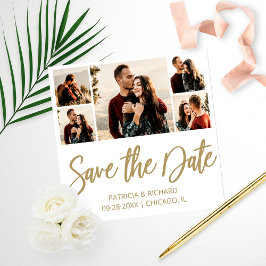 Moderne Budget Bruiloft Save The Date Foto Collage Afdruk