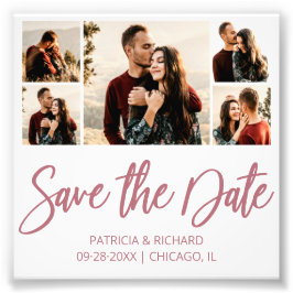 Moderne Budget Bruiloft Save The Date Foto Collage Afdruk