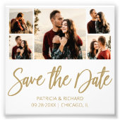 Moderne Budget Bruiloft Save The Date Foto Collage Afdruk (Voorkant)