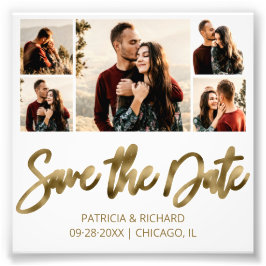 Moderne Budget Bruiloft Save The Date Foto Collage Afdruk