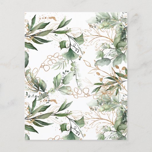 Moderne budget Gold Eucalyptus Wreath Wedding Flyer (Achterkant)