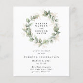 Moderne budget Gold Eucalyptus Wreath Wedding Flyer (Voorkant)