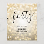 Moderne BUDGET Gouden Glitter Lichten 40e Verjaard Flyer (Voorkant)