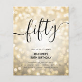 Moderne BUDGET Gouden Glitter Lichten 50ste Verjaa (Voorkant)