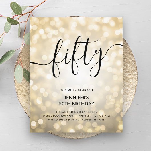 Moderne BUDGET Gouden Glitter Lichten 50ste Verjaa