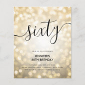 Moderne BUDGET Gouden Glitter Lichten 60e Verjaard (Voorkant)