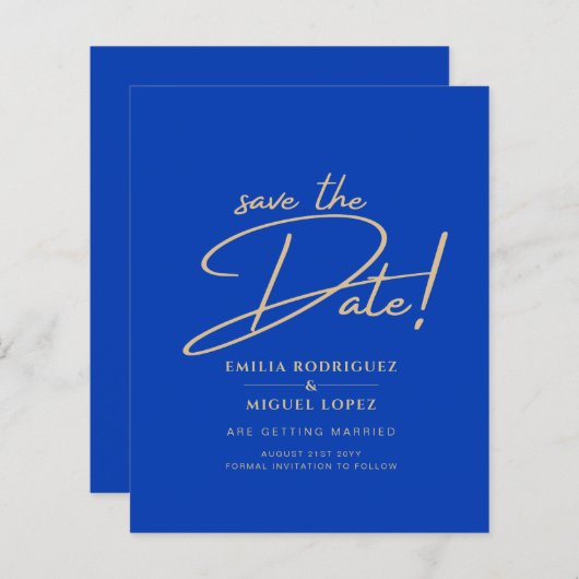 Moderne budget Royal Blue Monochrome Wedding (Voorkant / Achterkant)