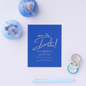 Moderne budget Royal Blue Monochrome Wedding Flyer (Enkel)