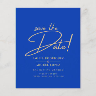 Moderne budget Royal Blue Monochrome Wedding Flyer