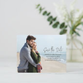 Moderne Budget Save the Date Foto Huwelijk QR Code Aankondigingskaart (Staand voorkant)