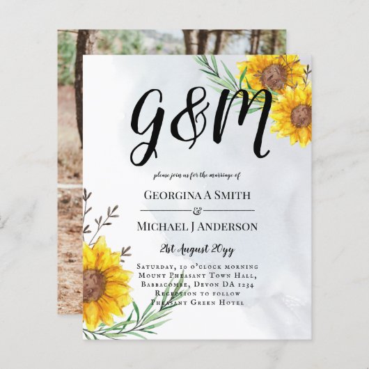 Moderne BUDGET Sunflower Yellow Wedite (Voorkant / Achterkant)