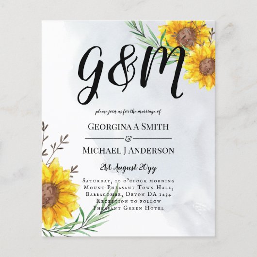 Moderne BUDGET Sunflower Yellow Wedite (Voorkant)