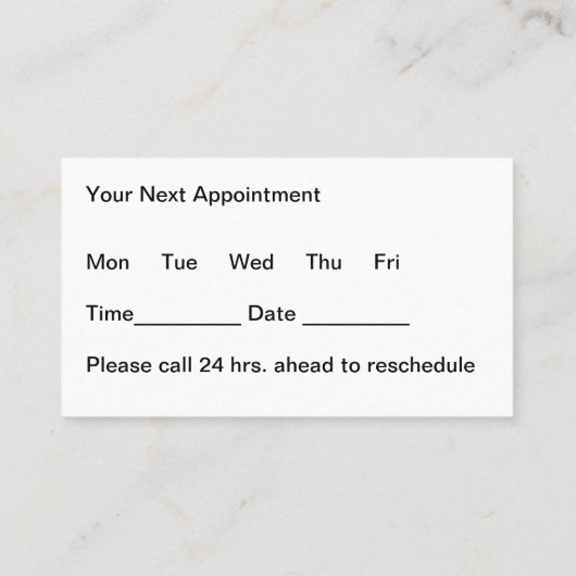 Moderne budget tandarts afspraak Visitekaartjes Afsprakenkaartje (Achterkant)