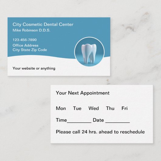 Moderne budget tandarts afspraak Visitekaartjes Afsprakenkaartje (Voorkant / Achterkant)