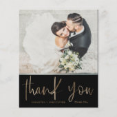 Moderne Budget Zwart & Goud bruiloft Dank u (Voorkant)