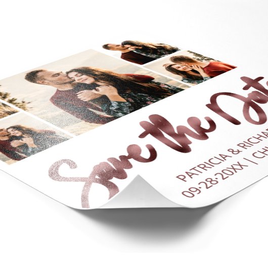 Moderne budgetbruiloft bespaart de datum waarop de foto afdruk (Hoek)