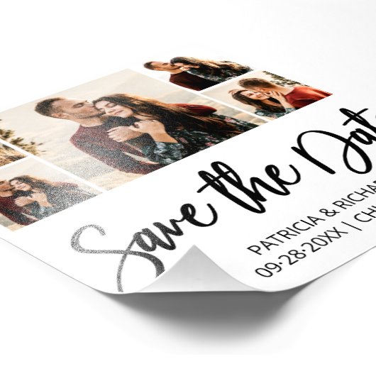 Moderne budgetbruiloft bespaart de datum waarop de foto afdruk (Hoek)