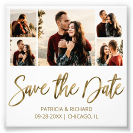 Moderne budgetbruiloft bespaart de datum waarop de foto afdruk