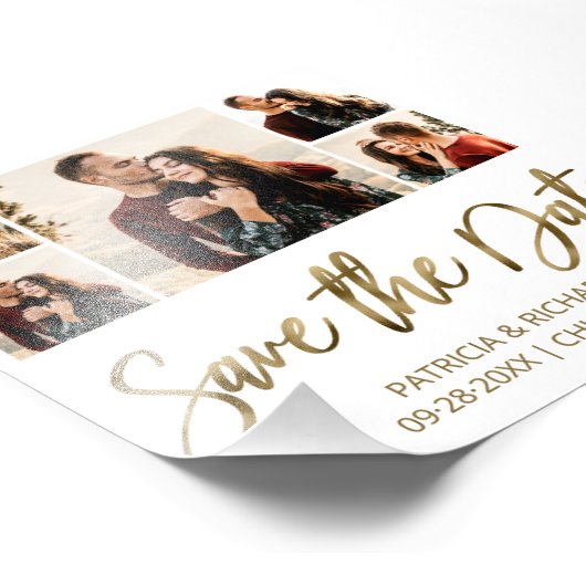 Moderne budgetbruiloft bespaart de datum waarop de foto afdruk (Hoek)