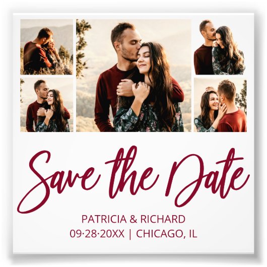 Moderne budgetbruiloft bespaart de datum waarop de foto afdruk (Voorkant)