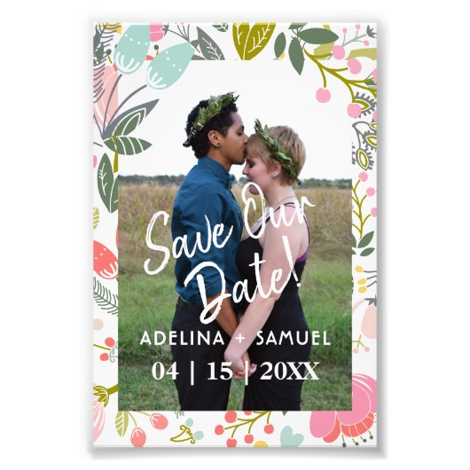 Moderne budgetbruiloft met foto op bloem foto afdruk (Voorkant)