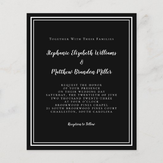 Moderne budgettaire chic Wedding Black White Uitno (Voorkant)
