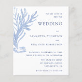 Moderne budgettaire uitnodiging voor huwelijk blau (Voorkant)