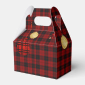 Moderne Buffalo Plaid Gouden Kerst Persoonlijk Bedankdoosjes (Achterkant)