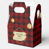 Moderne Buffalo Plaid Gouden Kerst Persoonlijk Bedankdoosjes (Geopend)