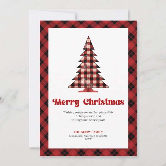 Moderne Buffalo Plaid Kerstboom Kerstkaart (Voorkant)