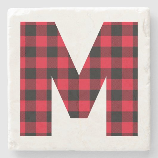Moderne Buffalo Plaid M Monogram Stenen Onderzetter (Voorkant)