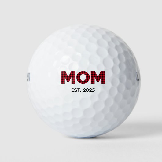 Moderne Buffalo Plaid Moeder Oprichtingsdatum Golfballen (Voorkant)