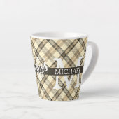 Moderne Buffalo Plaid Monogram Kerstvakantie Latte Mok (Rechterhoek)