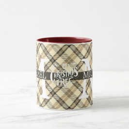 Moderne Buffalo Plaid Monogram Kerstvakantie Mok
