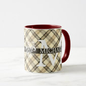Moderne Buffalo Plaid Monogram Kerstvakantie Mok (Voorkant rechts)