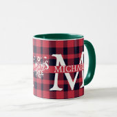 Moderne Buffalo Plaid Monogram Kerstvakantie Mok (Voorkant rechts)