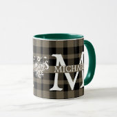 Moderne Buffalo Plaid Monogram Kerstvakantie Mok (Voorkant rechts)