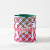 Moderne Buffalo Plaid Monogram Kerstvakantie Mok (Midden)