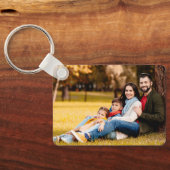 Moderne Buffalo Plaid Vader Opgerichte Datum Foto Sleutelhanger (Achterkant)