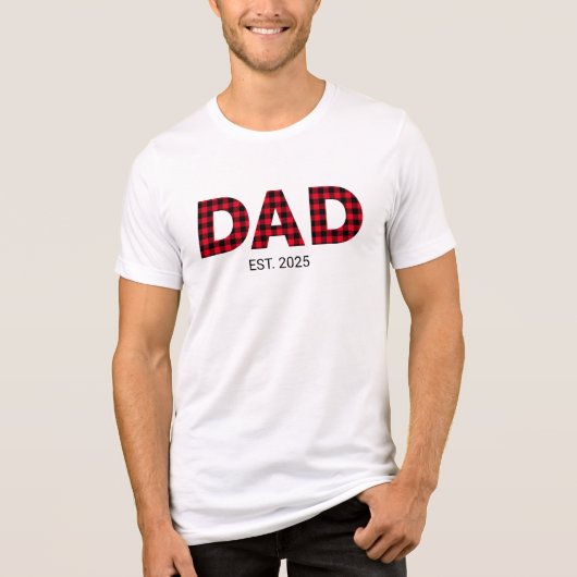 Moderne Buffalo Plaid Vader Oprichtingsdatum Tri-Blend Shirt (Voorkant)