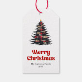 Moderne buffelboom cadeautag met bewerkbare feestn cadeaulabel (Achterkant)