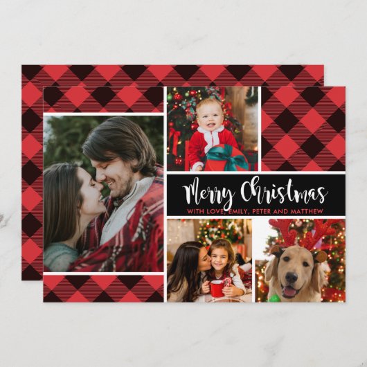 Moderne Buffelfoto met kerstkaart voor collage (Voorkant / Achterkant)