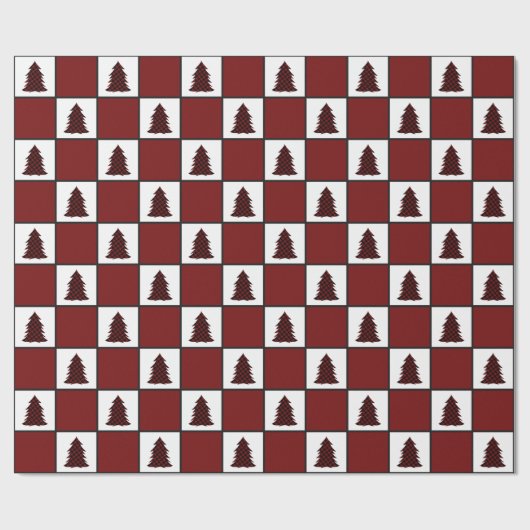 Moderne buffelkerstboomstructuur cadeaupapier (Vlak)