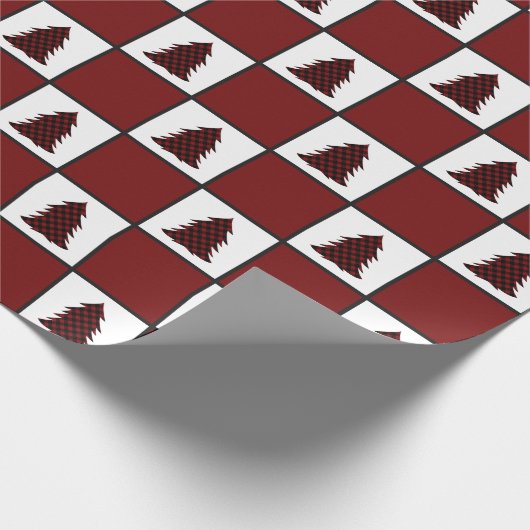 Moderne buffelkerstboomstructuur cadeaupapier (Hoek)