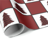 Moderne buffelkerstboomstructuur cadeaupapier (Rol Hoek)