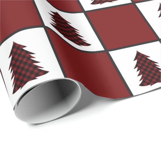 Moderne buffelkerstboomstructuur cadeaupapier (Rol Hoek)